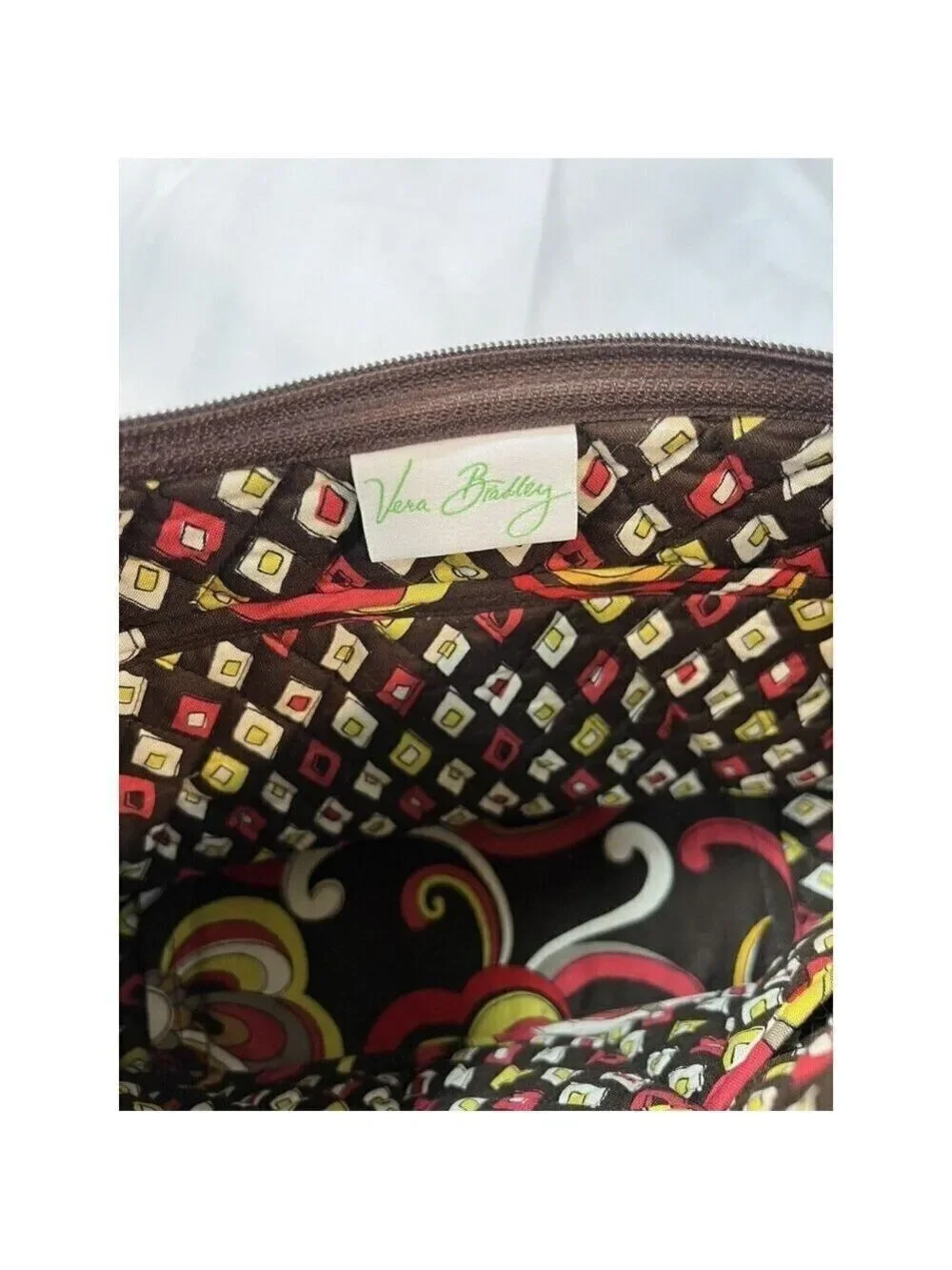 Vera Bradley Libby Puccini Tote Purse Bag Brown Red Crossbody